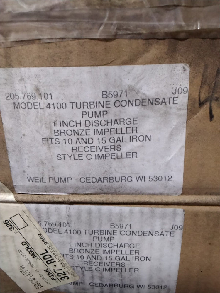 Weil Pump Model 4100 Style C Iron Pump With Bronze Impeller 205,769.101 #3200CG