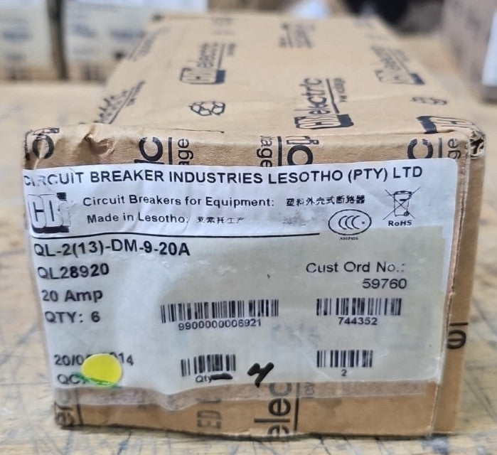 Box of 4 CBI 20A Circuit Breakers QL28920 2 Pole Units