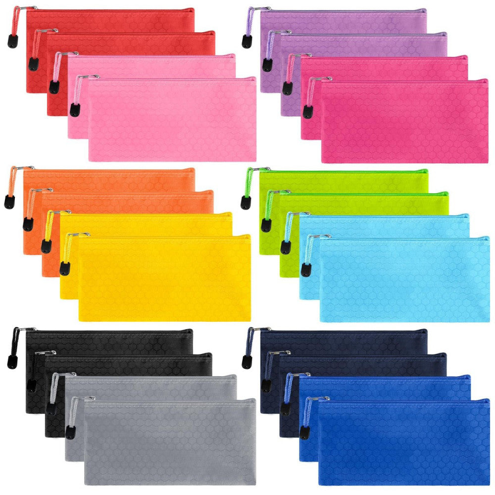 Best 24pcs Pencil Pouch Bulk, Bill Size Zipper Pouches Case, Waterproof Bags for
