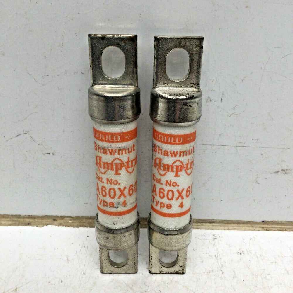 GOULD SHAWMUT A60X60 TYPE 4 AMPTRAP FUSE 60 AMP 600V (LOT of 2)