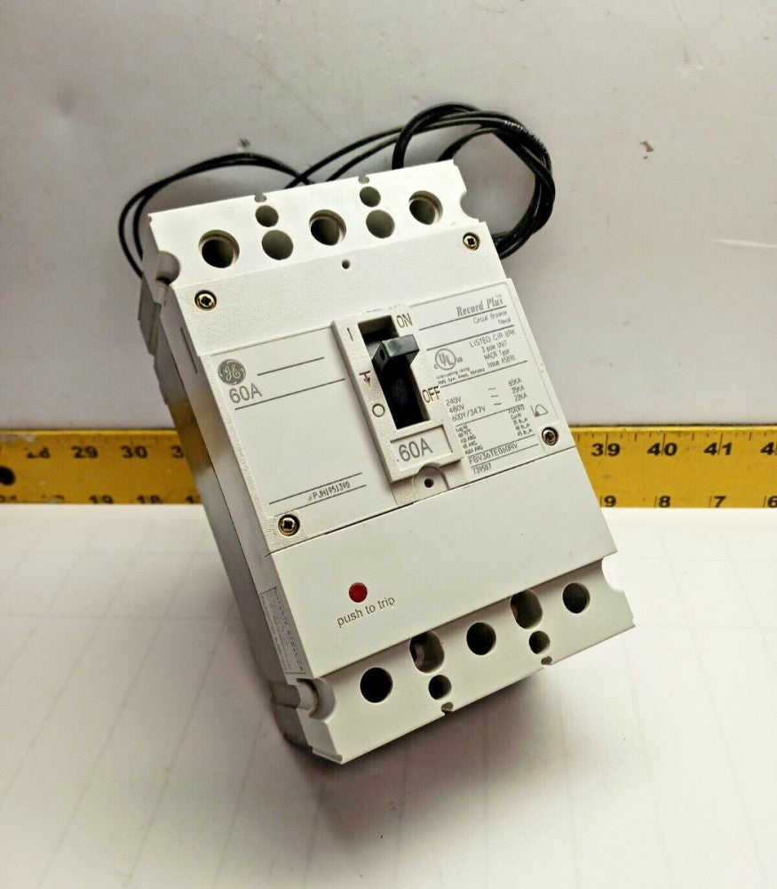 GE 60 AMP CIRCUIT BREAKER WITH AUXILIARY 600Y/347 VAC 3 POLE  FBV36TE060RV