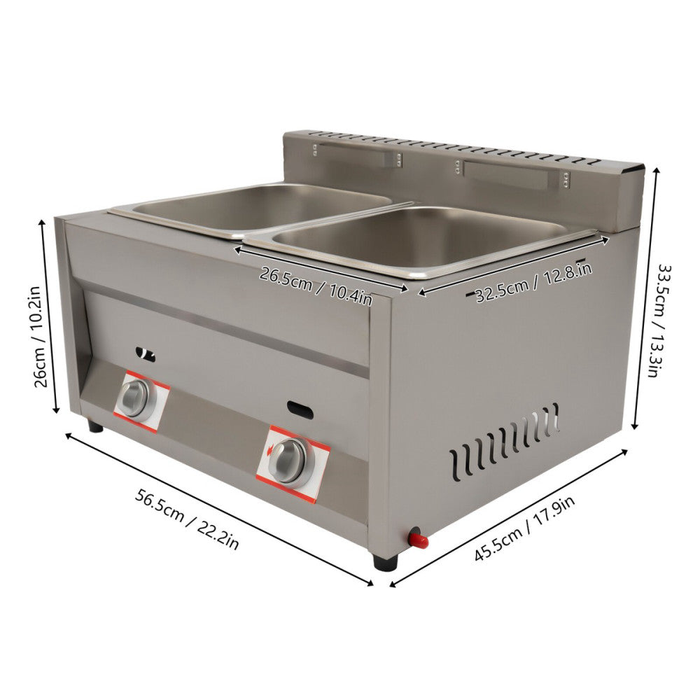 2-pan Gas Food Heating Pot Machine Lpg Gas Deep Fryer Commercial Fryer Machine 