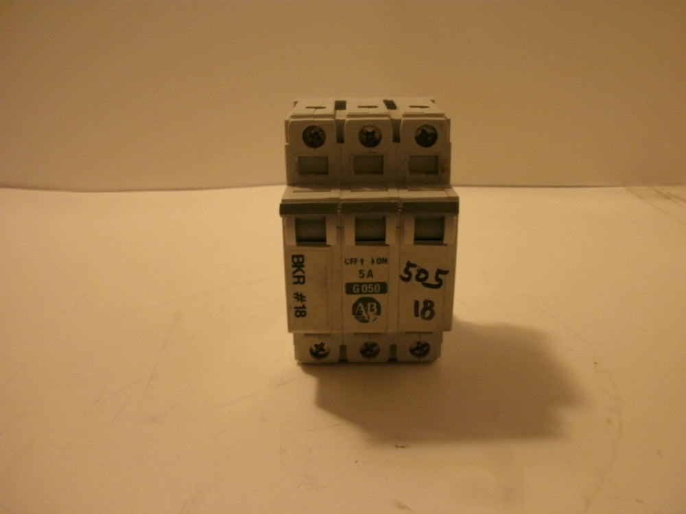 ALLEN BRADLEY 1492-CB3G050 SER B CIRCUIT BREAKER 5 AMP 3 POLE 480 VAC DIN RAIL