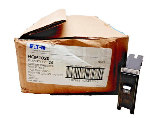 24) NEW EATON 20 AMP CIRCUIT BREAKER SINGLE POLE 120/240 VAC  HQP1020  LOT OF 24