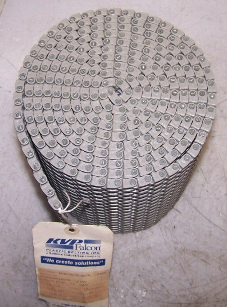 NEW KVP 1/2" SMOOTH MESH GRAY CONVEYOR CHAIN 10' LENGTH 8" WIDTH MC05SGP080P0