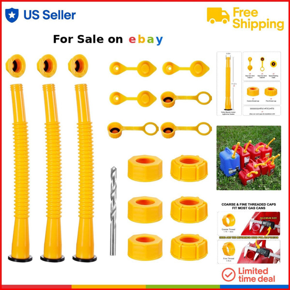 Gas Can Spout Replacement 11.2in Flexible Nozzle for 1-10 Gallon Oil Cans