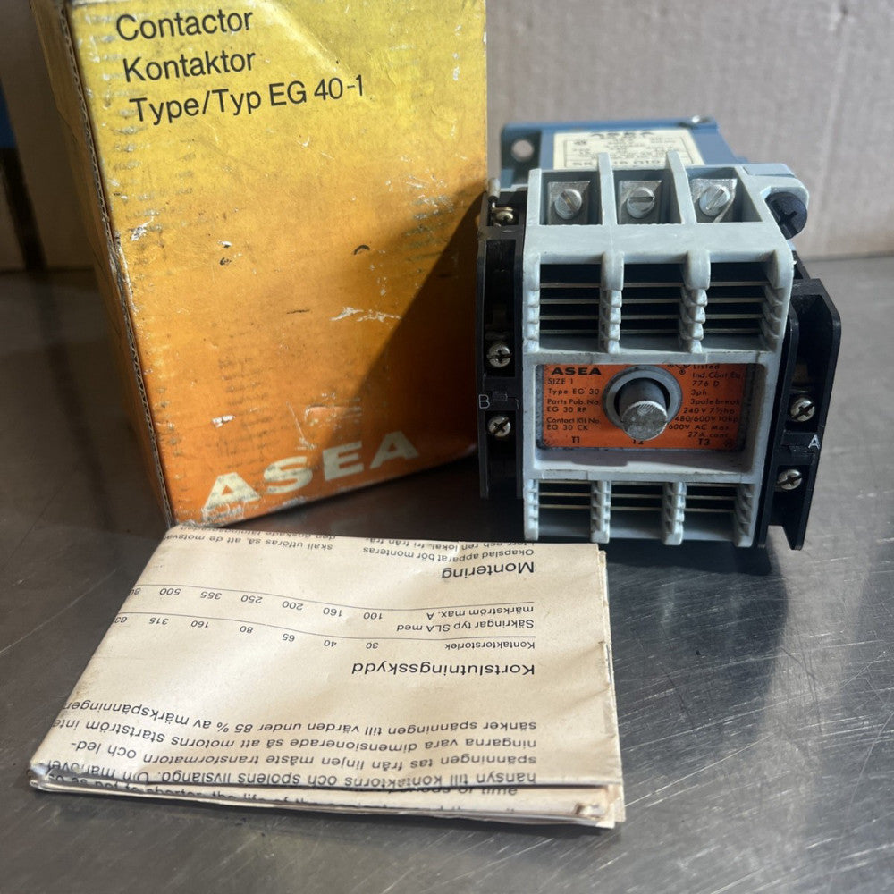 Asea EG40-1 Contactor 45A 500V~ 40A 660V~ Nos Surplus. (Damaged Plastic Case)
