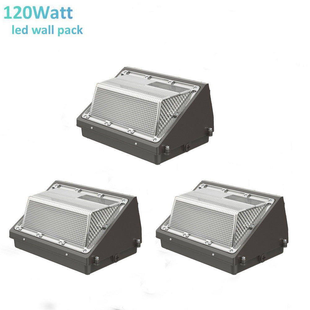 3PCS 120W LED Wall Pack Light Dusk to Dawn Photocell Outdoor Wall Light Daylight