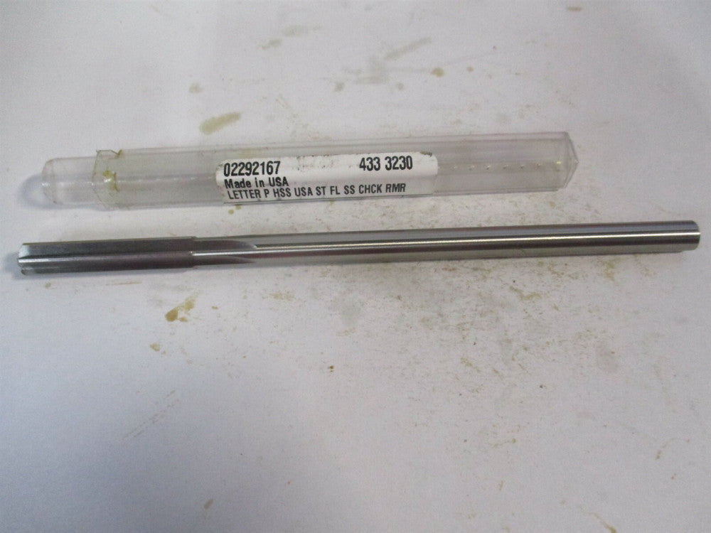 (433-0.3230) Letter P 1-1/2" x 6" OAL Straight Shank HSS 6Fl Chucking Reamer 