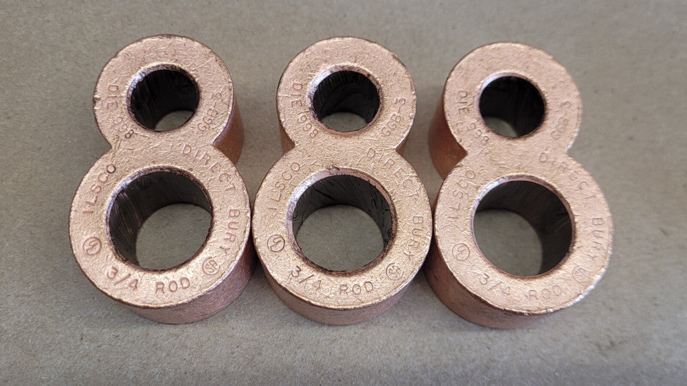 Lot of 3 Ilsco GGB-3 Direct Bury Copper Ground Grid Connectors 3/4" Rod