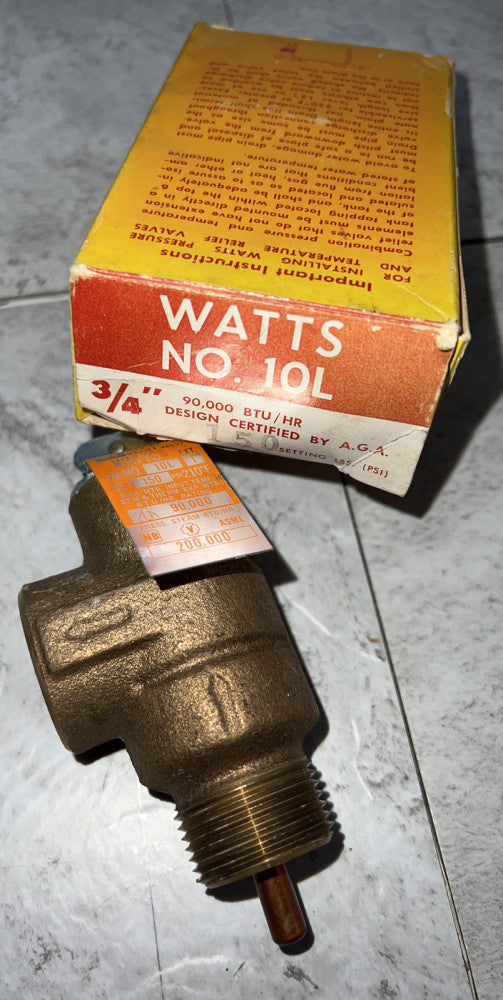 Watts 10L Pressure Relief Valve 3/4" Nos Surplus