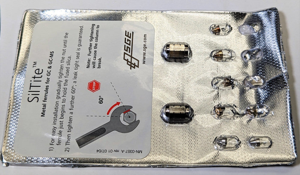 SGE/TRAJAN SilTite™ Kit, 0.10-0.25mm ID columns (7 ferrules + 2 nuts) [RS#10]