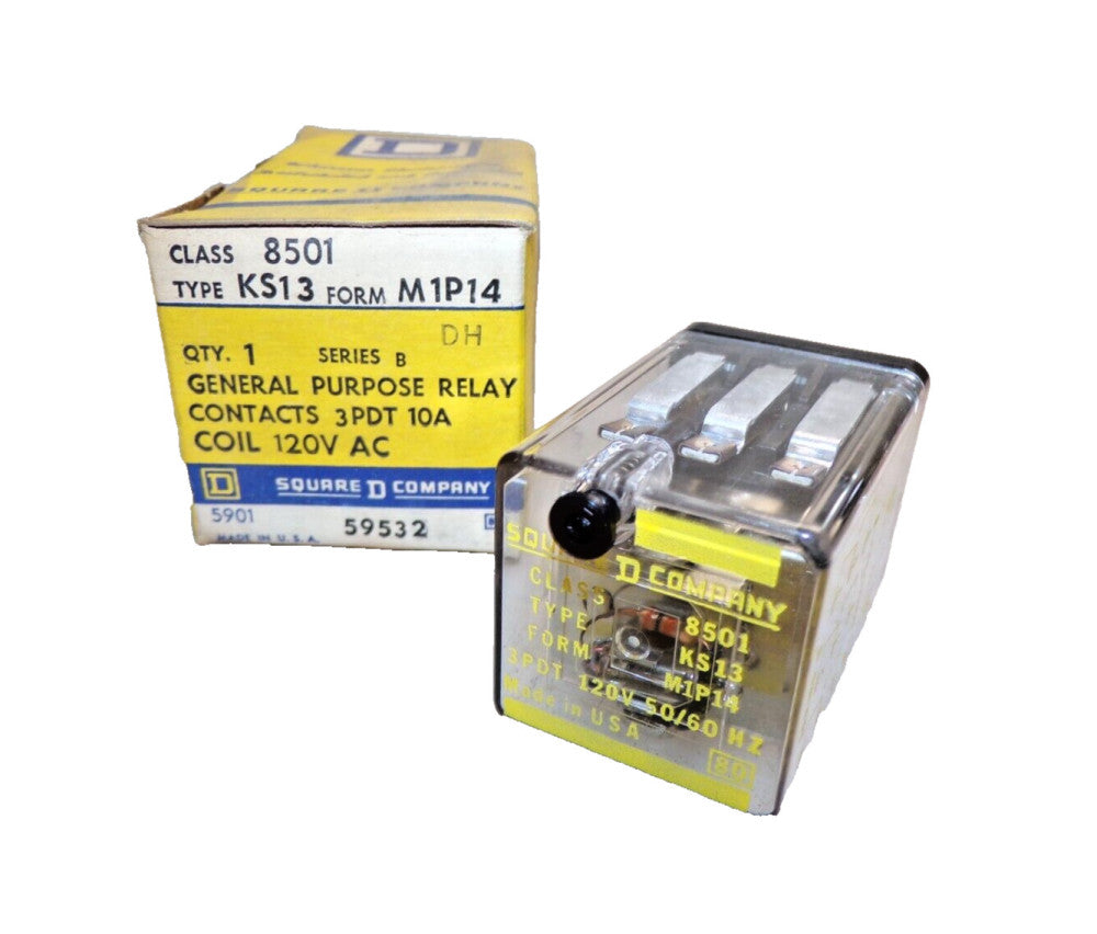 NEW SQUARE D 8501 KS13 GP RELAY COIL 120 VAC 3PDT 10A 