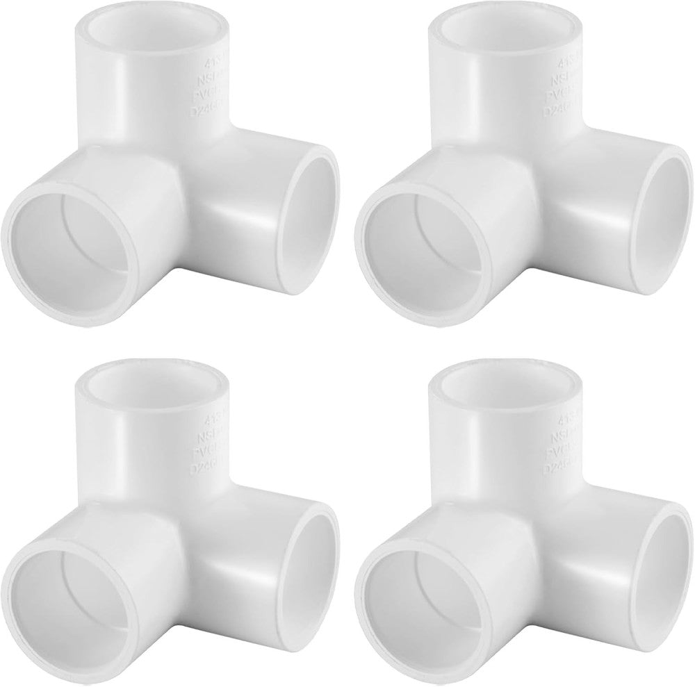 1-1/2" Tee PVC Fitting 3 Way Elbow Connector, 1-1/2 Furniture Grade 90 Degree El