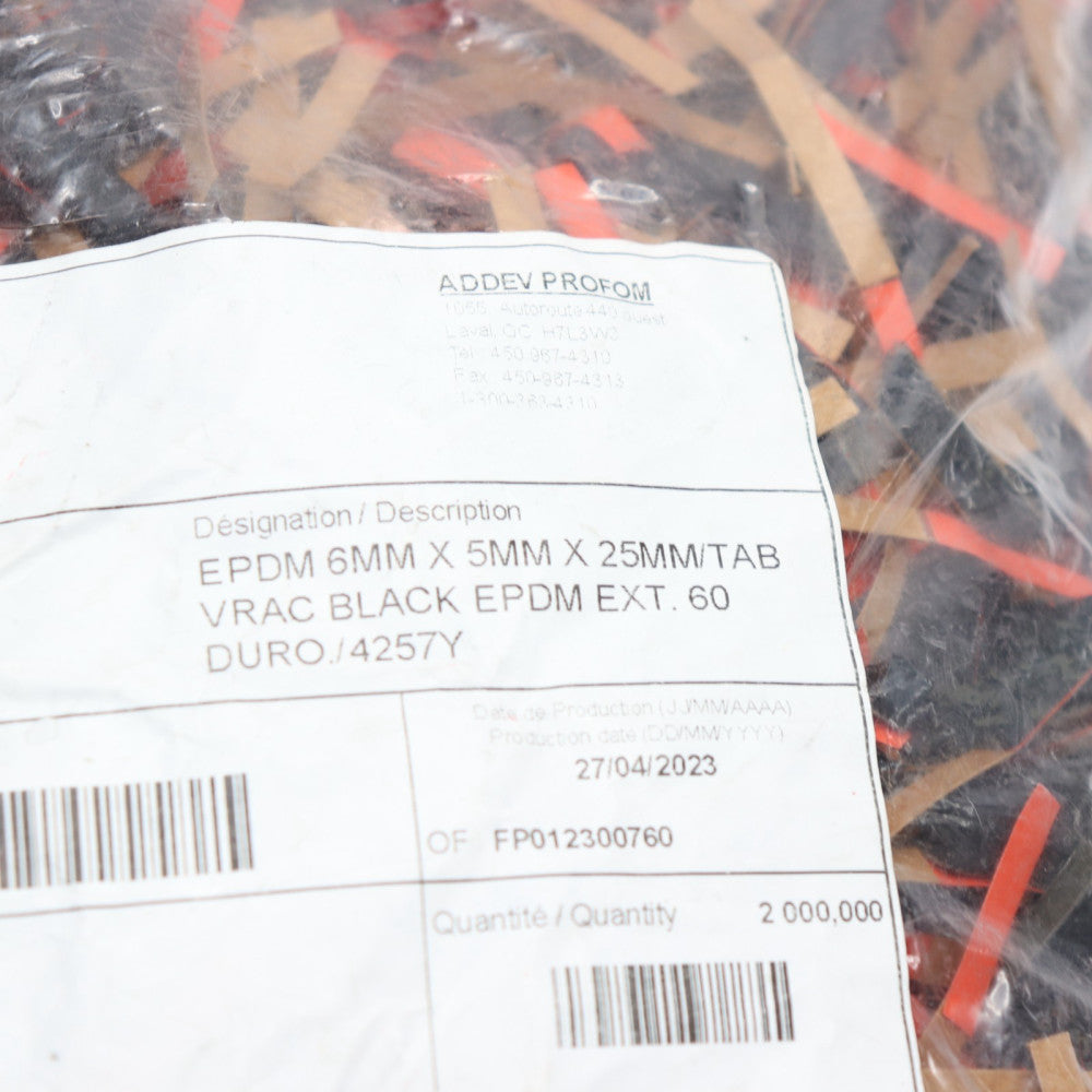 (2000-Pk) Tab Black VRAC EPDM EXT.60 6mm x 5mm x 25mm 4257Y PD001N60L30035749 