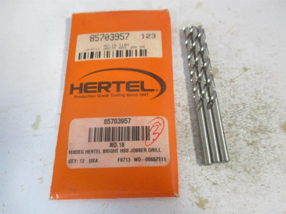 (85703957) #18 2-1/8 x 3-1/4" OAL 118° High Speed Steel Jobber Drill - Pack of 3