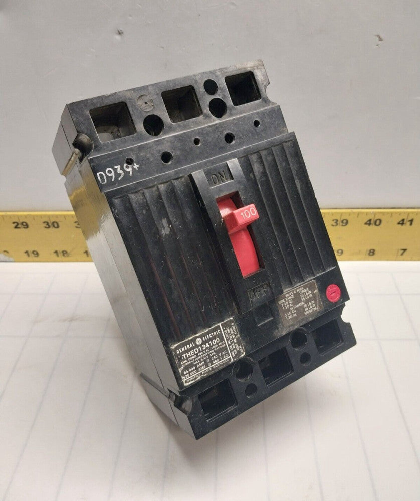 GE 100 AMP CIRCUIT BREAKER 480 VAC 3 POLE  THED134100