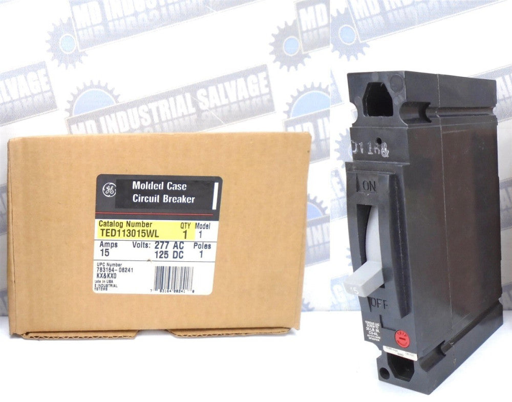 GE - TED113015WL - BREAKER - 15A, 1P, 1PH, 14kA at 277V AC/125VDC - (NEW in BOX)