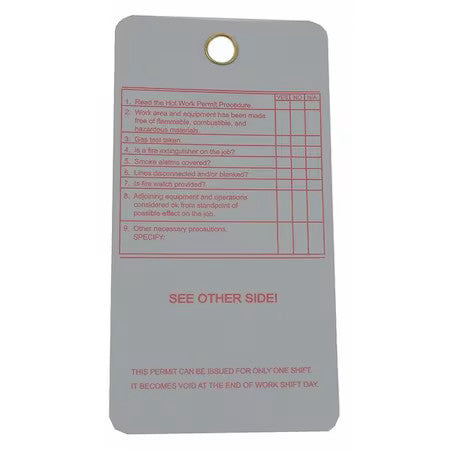 Zoro Select 8Pgy9 Tag, Hot Work Permit Approval, Cardstock, 3 In W, 5 3/4 In H
