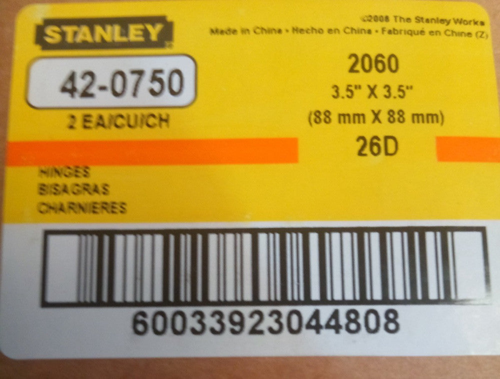 NEW STANLEY HARDWARE 42-0750, 2 HINGES