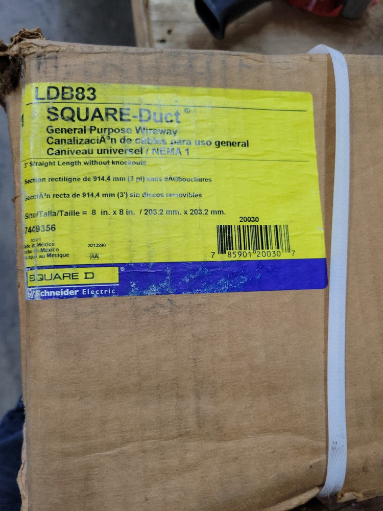 SQUARE D LDB83 SQUARE-DUCT 3' STRAIGHT LENGTH W/O KNOCKOUTS 8"X8" ***NIB***