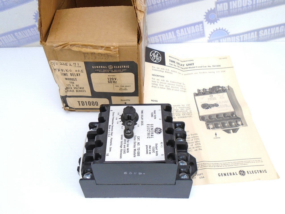 GE GENERAL ELECTRIC - TD1000 - TIME DELAY MODULE .2 TO 1.0 SEC- (NEW) for 125Vdc
