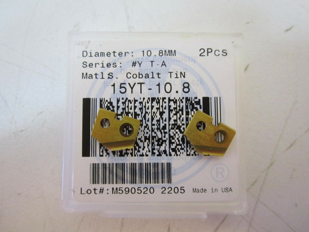 Amec 15YT-10.8mm Cobalt #Y T-A TiN HSS Spade Drill Insert Pack Of 2