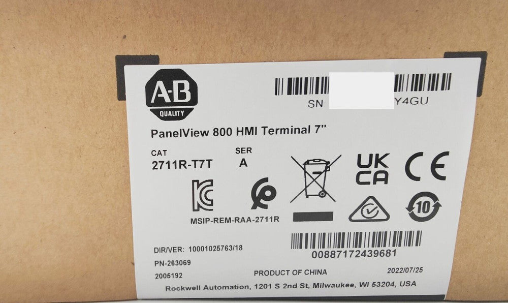 Allen-Bradley 2711R-T7T PANELVIEW 800 7-INCH HMI TERMINAL US Factory Sealed