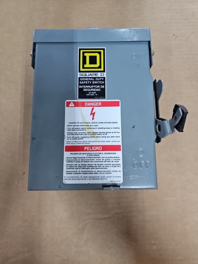 NEW OLD STOCK NO BOX SQUARE D D321NRB SER. E3 240VAC 30A NSNP