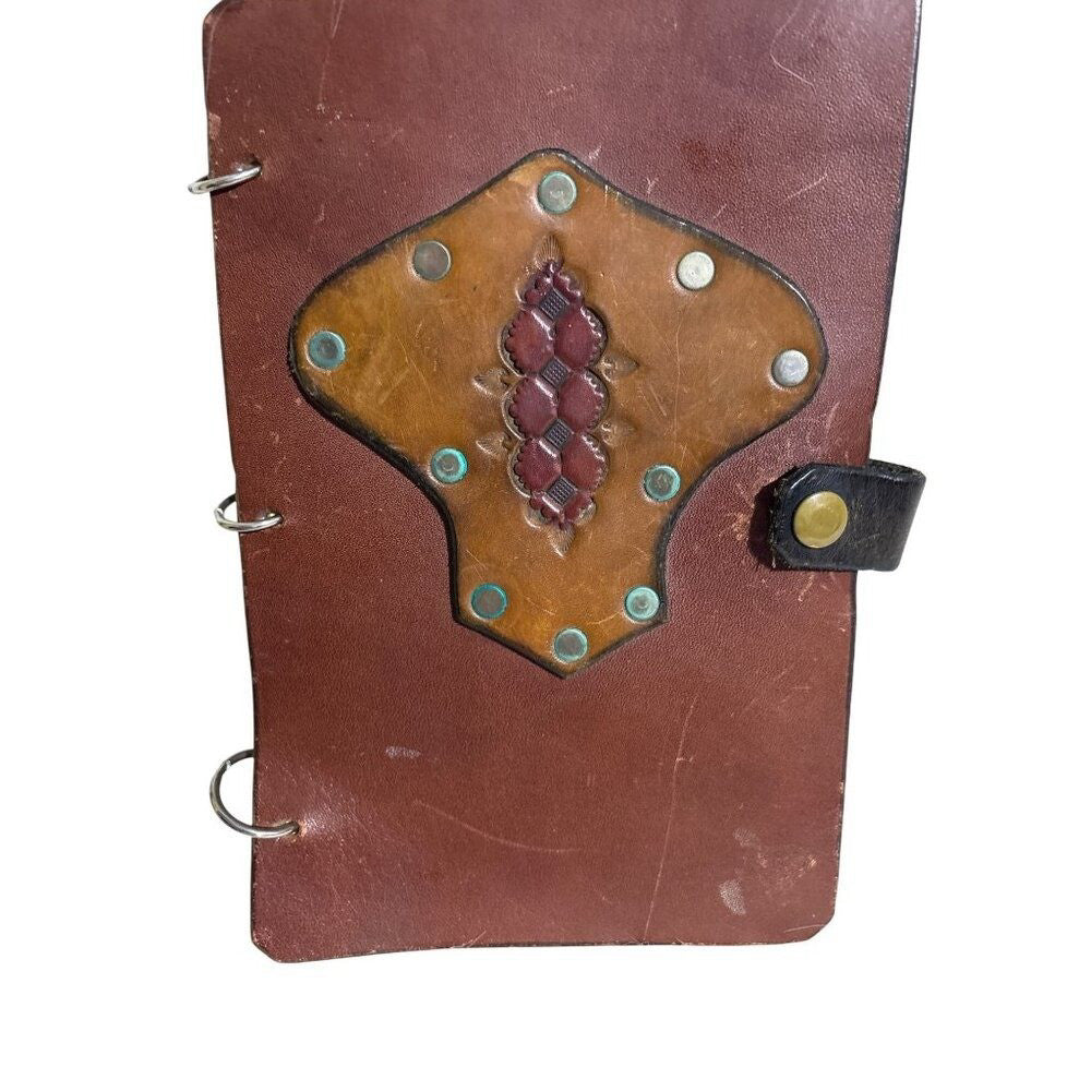Vintage Leather 3-Ring Binder Notebook With Alphabetical Dividers