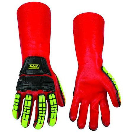 Ansell 074-10 R-Chem Chemical, Impact Glove,Short Cuff,35Cm,M/L, Pvc, 14 In L,