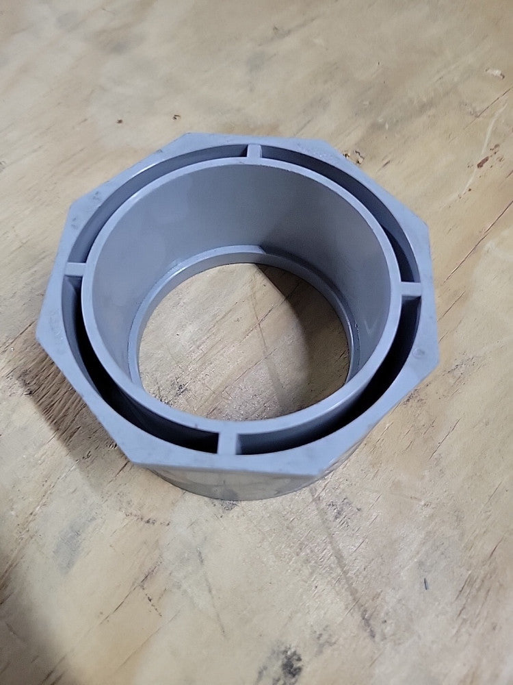 1) New Cantex 5142227 Reducer,4 In. X 3 In.,Pvc,2-39/64 In. L