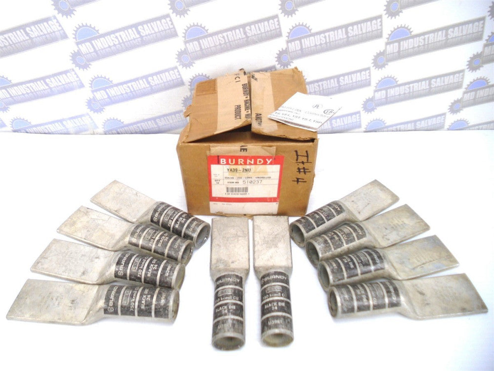  (10) BURNDY - YA392NU- Undrilled HYLUG -750kcmil LONG BARREL 600V 35kA Tin/CU