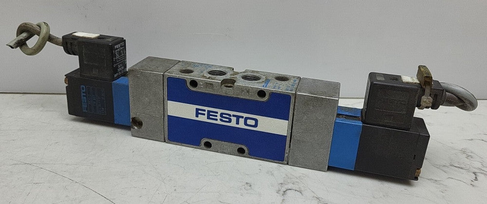 Festo MVH-5/3G-1/4-B Pneumatic Solenoid Valve w/ MSV-3  KMV-1-24-2.5-LED 19138