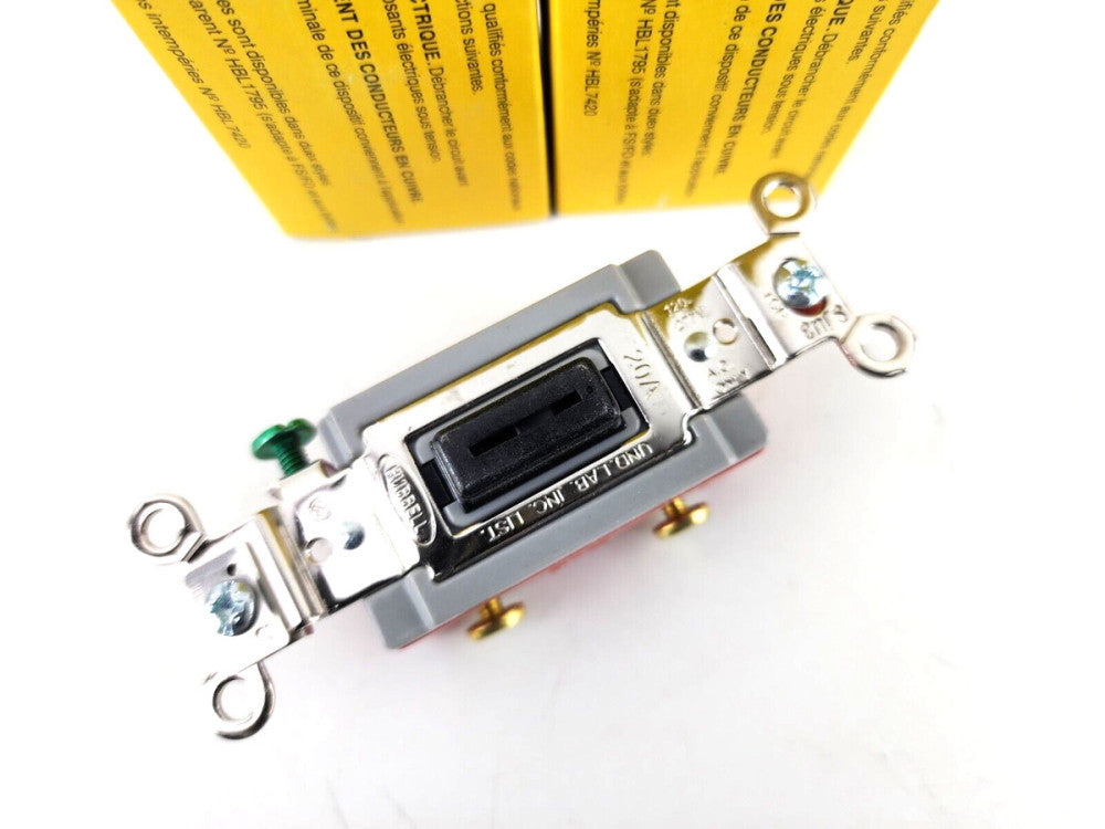 2pcs Hubbell HBL1221L Single Pole Lock Switch 20A 120/277VAC Spec Grade