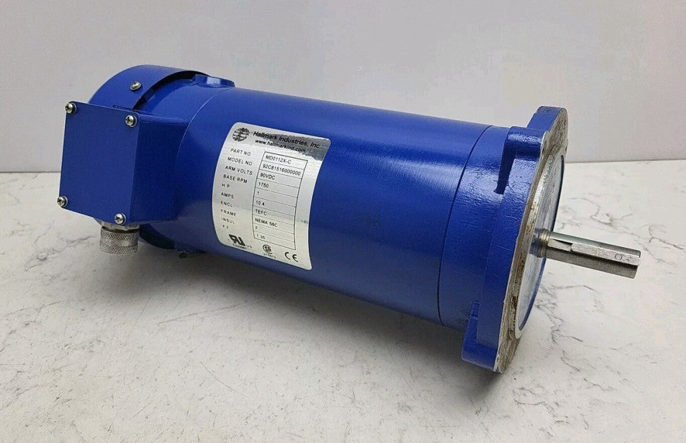 Hallmark Industries Motor MD0112X-C 1 Hp 1750 Rpm 90 Vdc Nema 56C Tefc 10.4 Amps