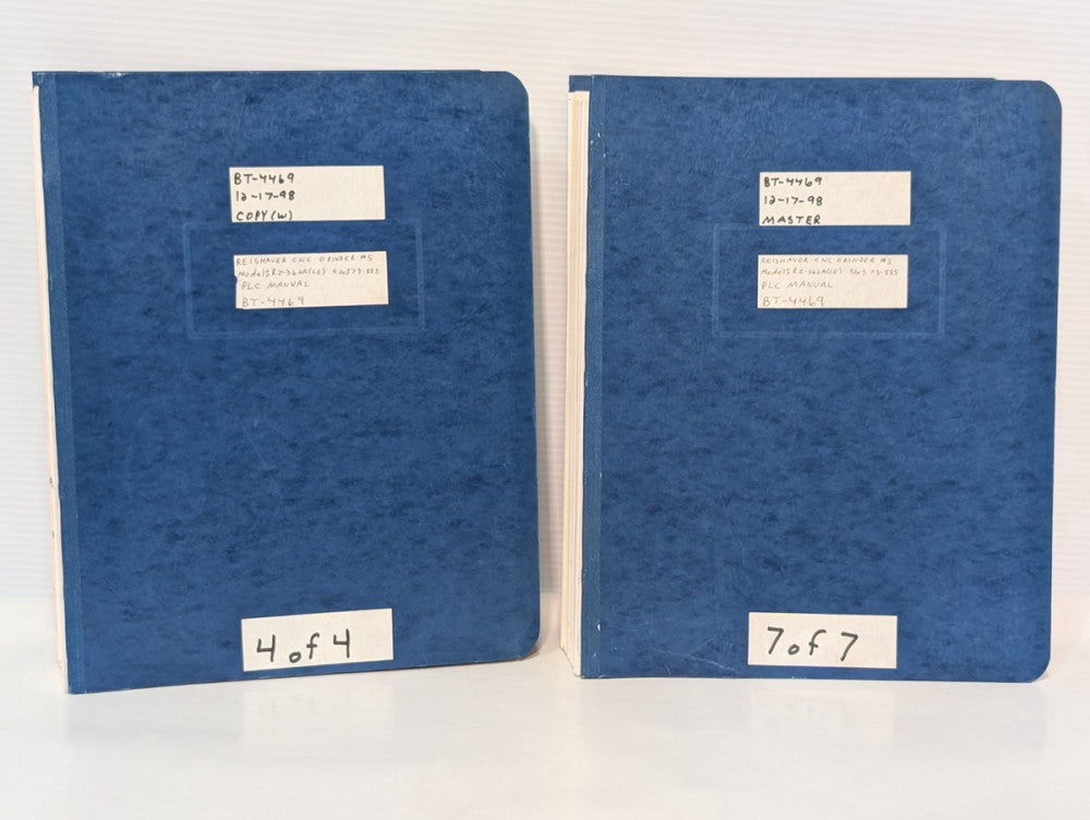 Lot of 2: Reishauer BT-4469 PLC Manuals for RZ-362A (CE) CNC Grinder, Hard Copy