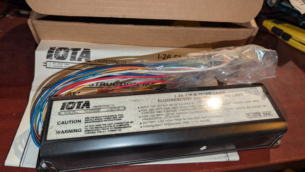(1) Iota Emergency Fluorescent Ballast I-26-EM-B NIB