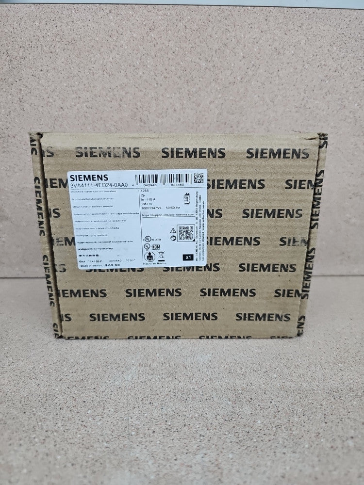 Siemens 3VA4111-4ED24-0AA0 2Pole 110 Amp 3VA4 480V 25kA Circuit Breaker