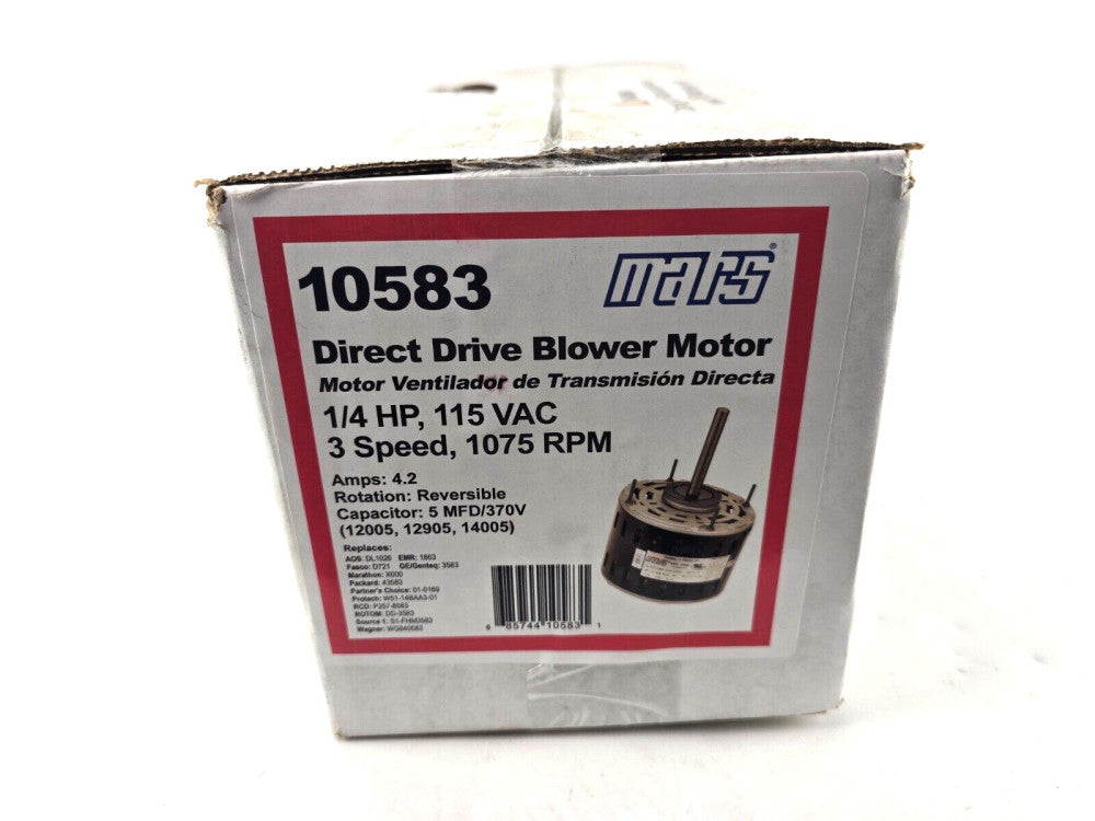 NEW Mars 10583 Direct Drive Blower Motor 1/4 HP, 115 VAC, 3 Speed Reversible