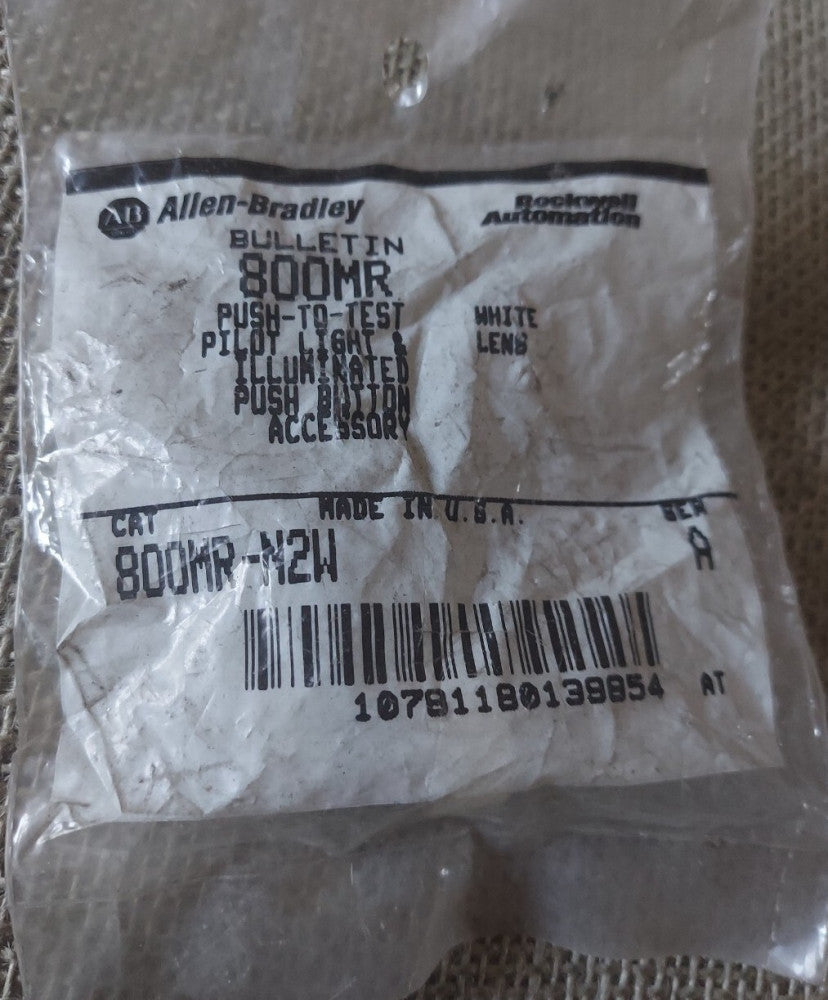 ALLEN BRADLEY 800MR-N2W ILLUMINATED WHITE PILOT LIGHT CAP PUSH BUTTON