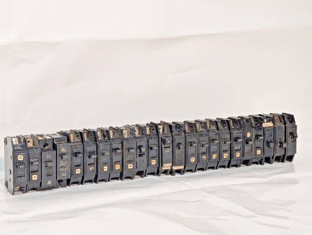 Lot of 23: Westinghouse, GE TQ1120, Circuit Breakers, 20Amp, 1-Pole, 120/240VAC