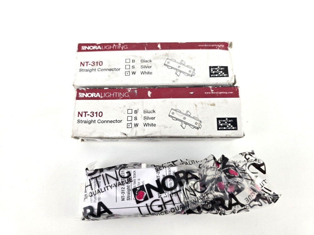 2pcs Nora Lighting NT-310 Seamless Straight Connector Track Lighting White