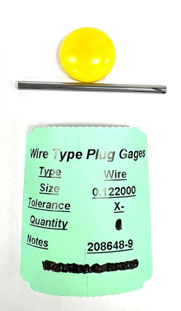 WIRE TYPE PLUG GAGE 0.122000 X- 208648-9 OAL 2"