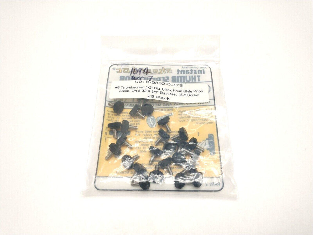 Shear-Loc 901B-0832-0.37S Knurl Knob #8 Thumbscrew SS 1/2" Dia 8-32x3/8" 25 PACK
