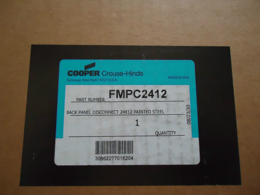 Cooper Crouse-Hinds # FMPC2412 Back Panel Disconnect 24 x 12 Painted Steel (NEW)
