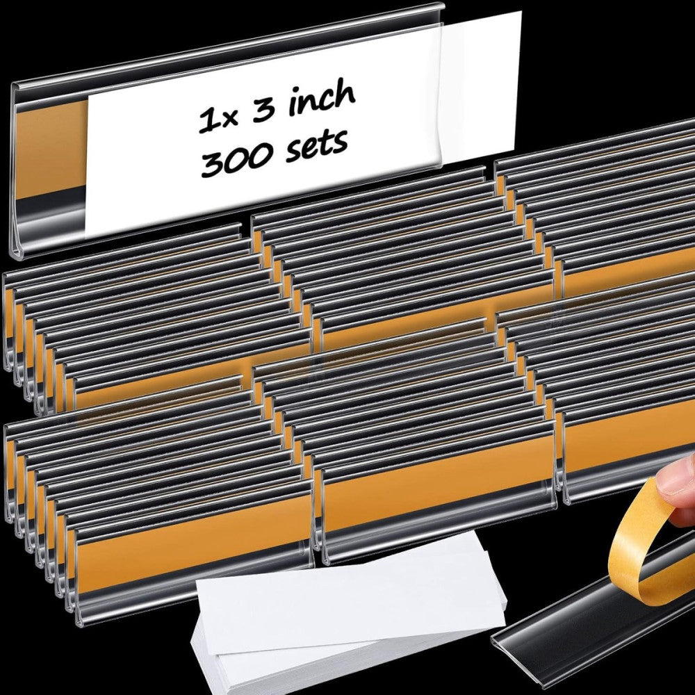 Yexiya 300 Pieces 3 x 1 Inch Self Adhesive Label Holders with Paper Label... 