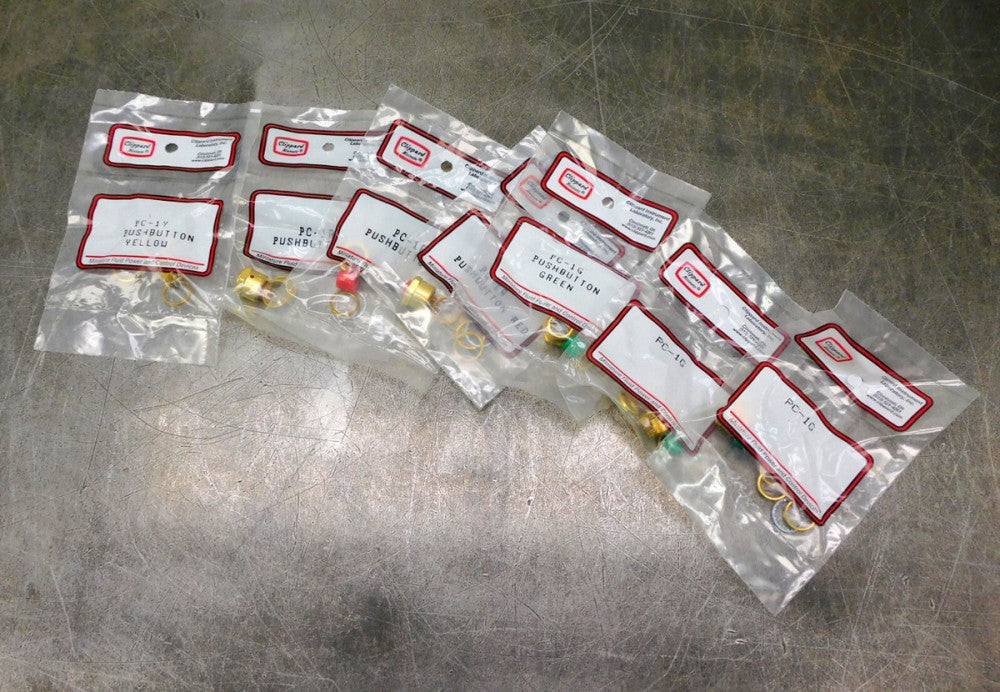 Clippard PC-1R, PC-1G, PC-1Y Red,Green,Yellow Push Button Mixed Lot of Seven (7)