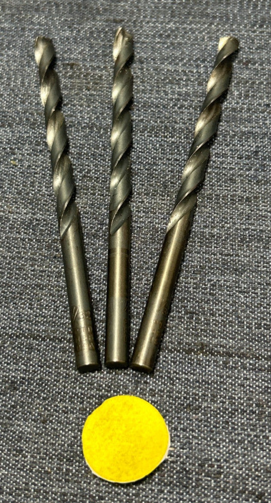 PRECISION TWIST HSS  2 FLUTE DRILL BIT  7/32" DIAMETER  LOT OF 3