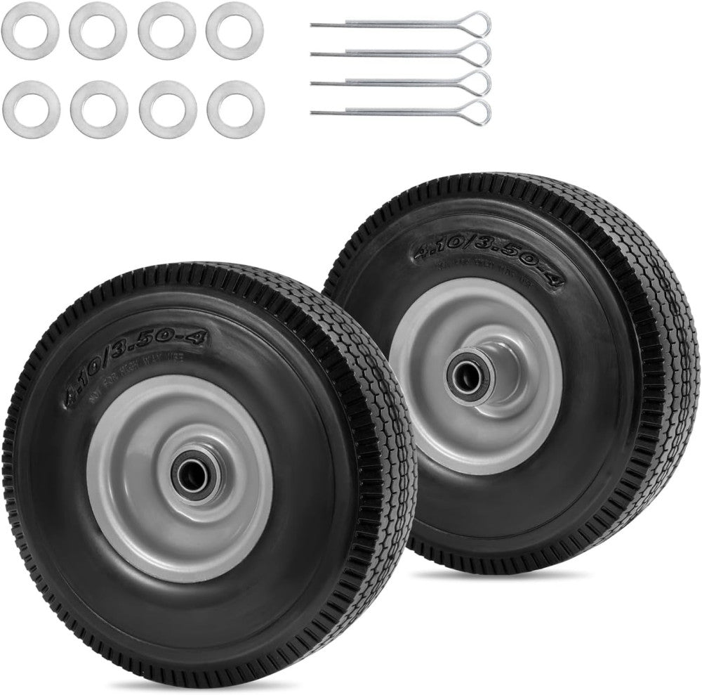 10" Solid Tire Replacement 4.10/3.50-4 Flat Free and Wheel for 10 Inch 